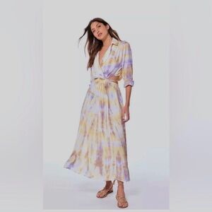 Young Fabulous And Broke Derby Long-Sleeve Cutout Tie-Dye Maxi Dress Violet Gold